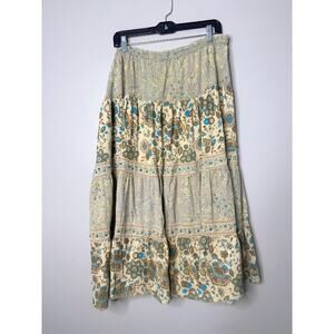 Vintage Phool Maxi Skirt Womens XL Tiered Sequins Festival Floral Boho Western